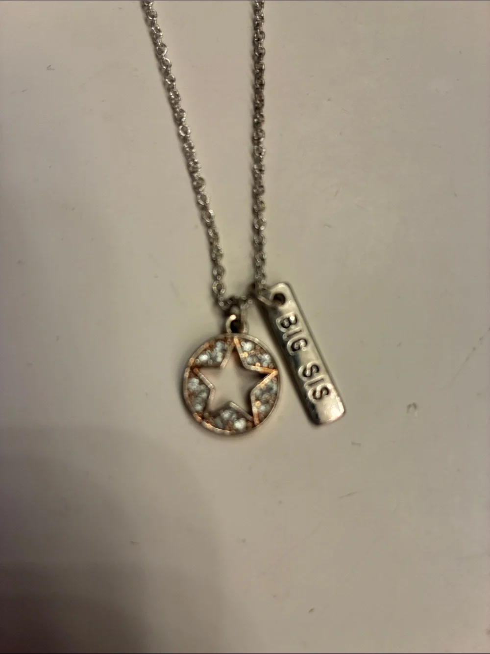 Silver Star Pendant Necklace for Kids with 'BIG SIS' Tag